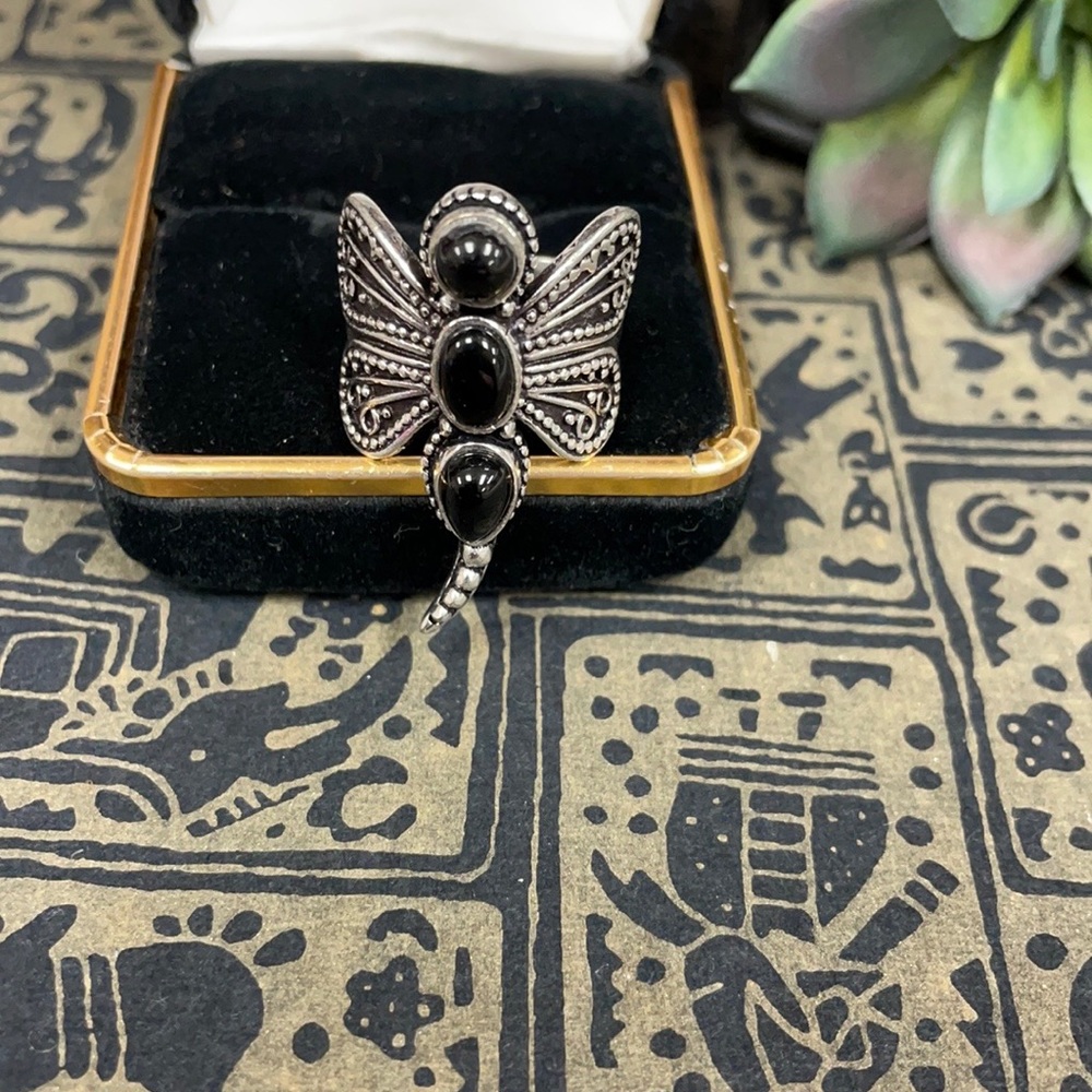 Onyx Dragonfly Ring - image 5